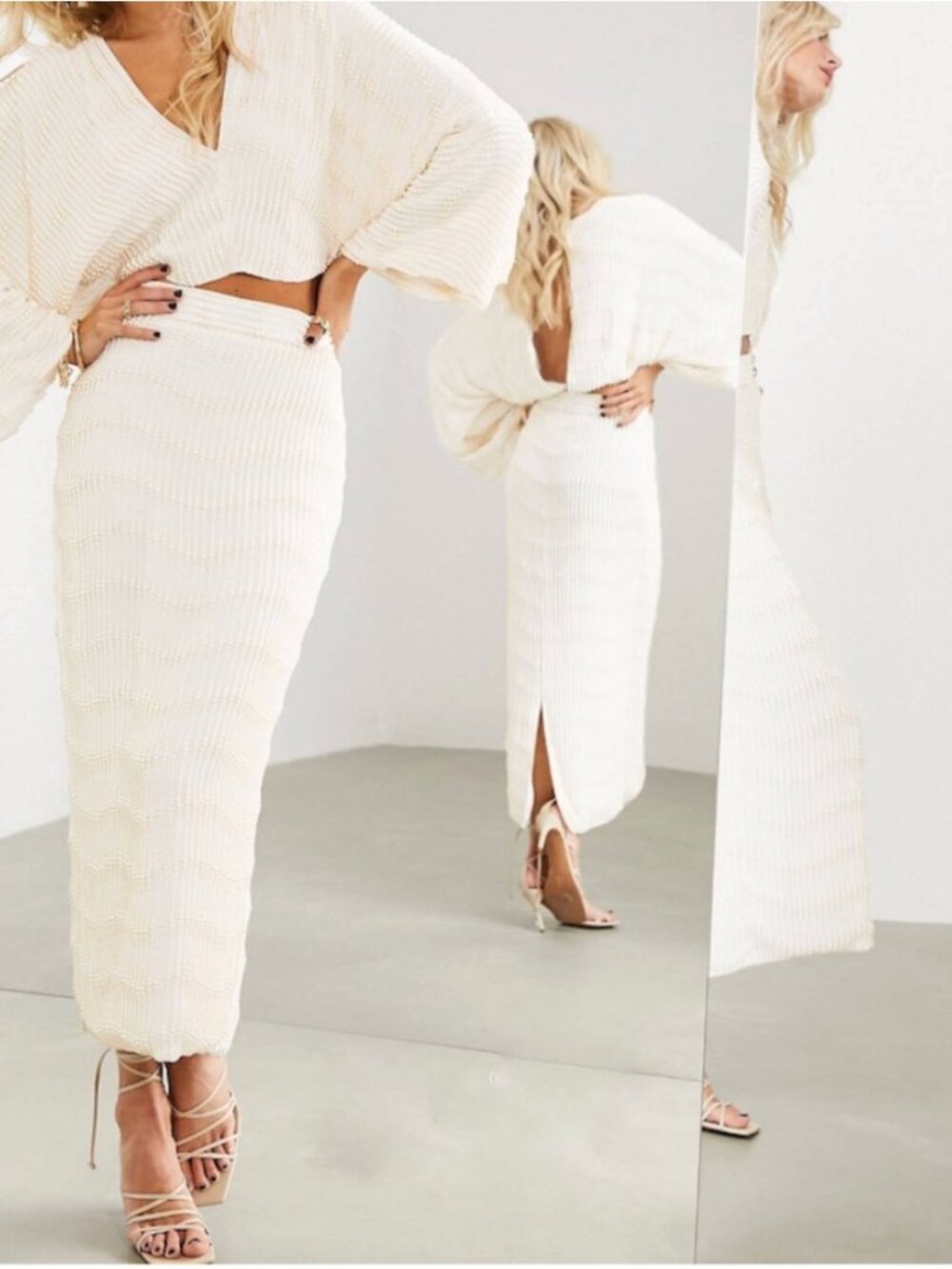 Pearl Two Piece Set - Top and Midi Skirt